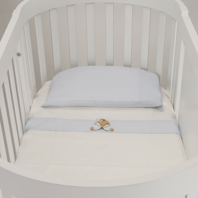 Set lenjerie albastra pentru patut oval