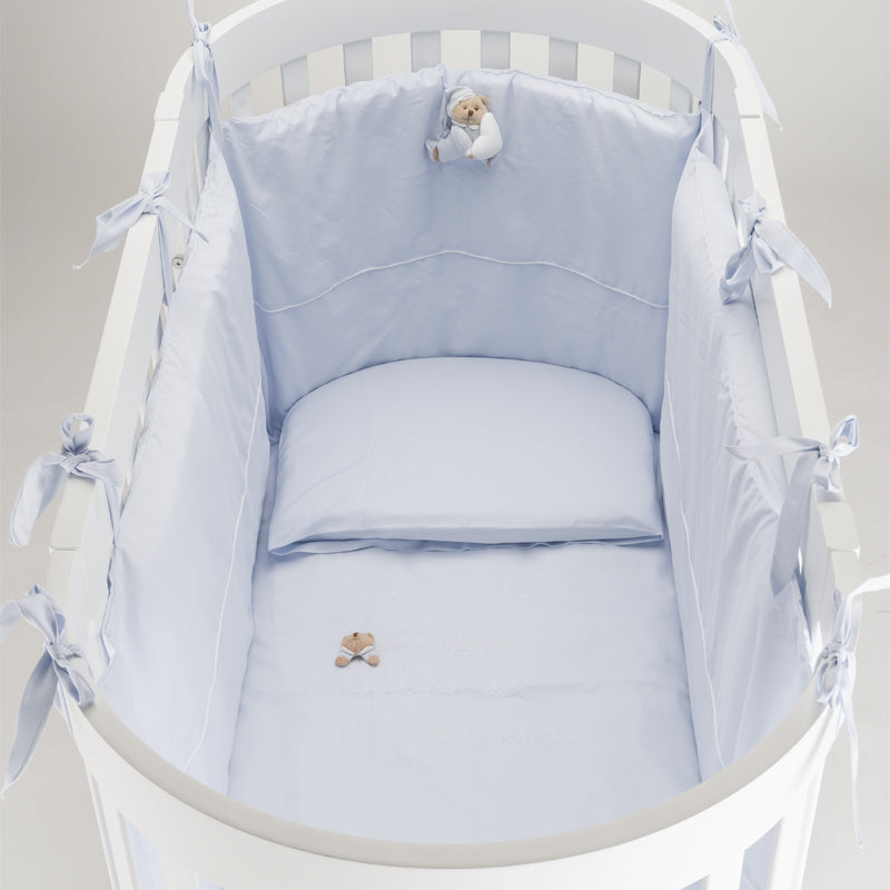Set lenjerie de pat 4 piese pentru pat oval, bleu