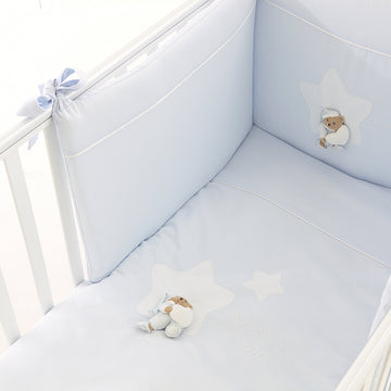 Set lenjerie de pat Puccio 4 piese, bleu, bumbac pique