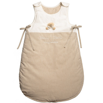 Sac de dormit bebelusi unisex, crem-bej, 100% bumbac, cu ursulet Tato