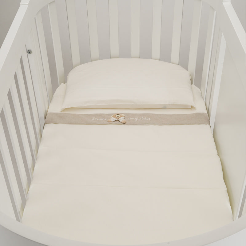 Set lenjerie de pat unisex 3 piese, crem, 100% bumbac