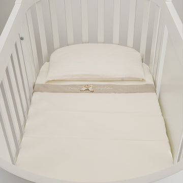 Set lenjerie de pat unisex 3 piese, crem, 100% bumbac
