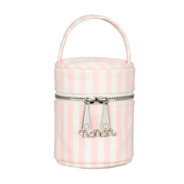 Suport pentru suzeta din panza roz, design rotund cu fermoar