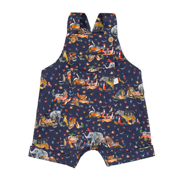 Salopeta premium baieti 100% bumbac cu buzunare si imprimeu jungle