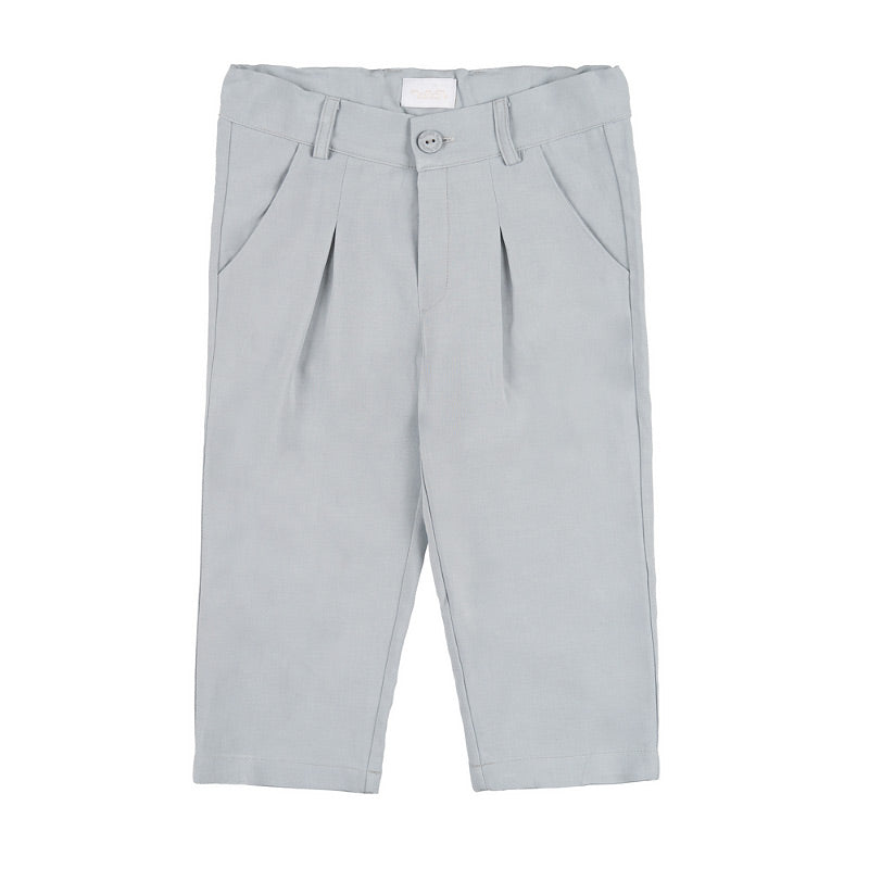 Pantaloni eleganti baieti din amestec in, gri deschis, cu talie ajustabila