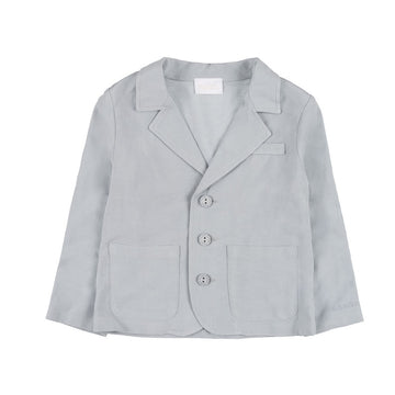 Sacou elegant baieti din vascoza si in, gri deschis, croi clasic