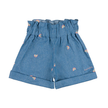 PANTALONI SCURTI DIN DENIM CU BRODERIE