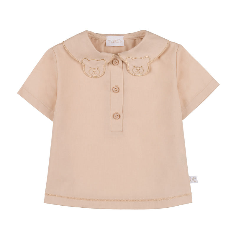 BLUZA DIN JERSE BEJ CU GULER TEDDY