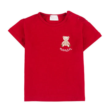 TRICOU ROSU DIN JERSE CU LOGO