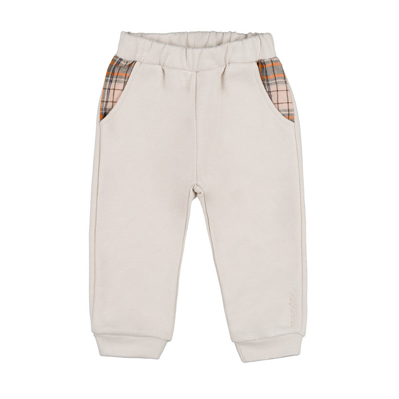 Pantaloni crem din fleece cu buzunare laterale pentru copii