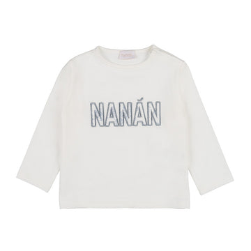 Tricou gri cu maneca lunga si logo NANAN brodat
