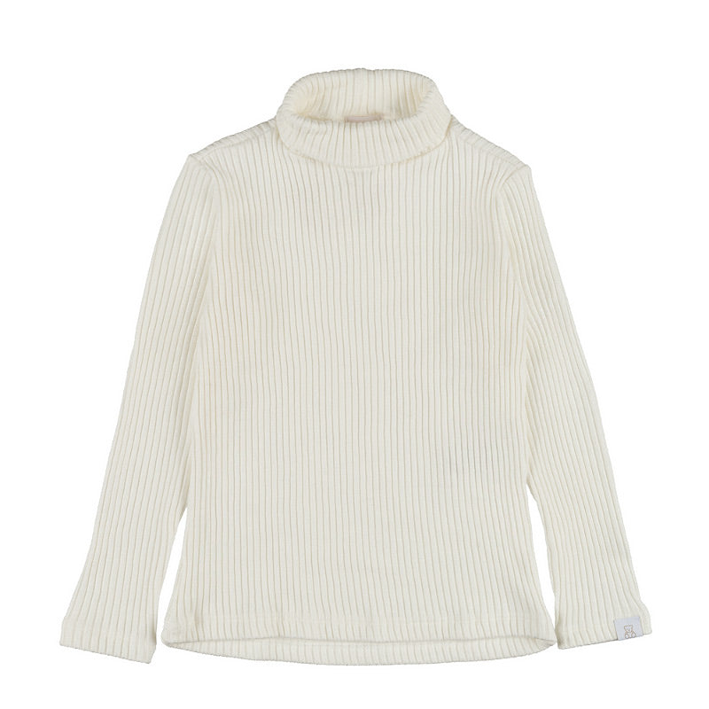 Pulover alb tricot cu guler inalt pentru copii
