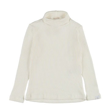Pulover alb tricot cu guler inalt pentru copii
