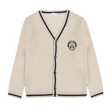 Cardigan bej copii cu broderie ursulet