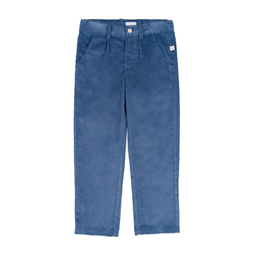 Pantaloni albastri din catifea cu elastic reglabil in talie pentru copii