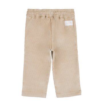 Pantaloni bej copii din catifea cu talie ajustabila