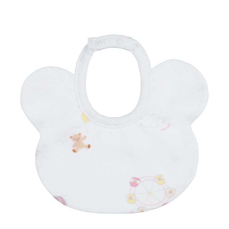 Baveta ursulet din bumbac organic cu imprimeu circ roz