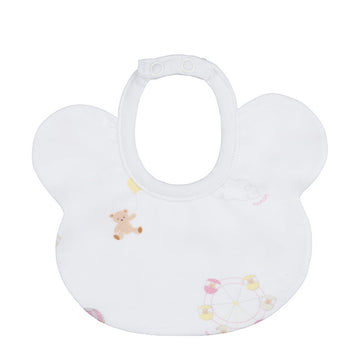 Baveta ursulet din bumbac organic cu imprimeu circ roz