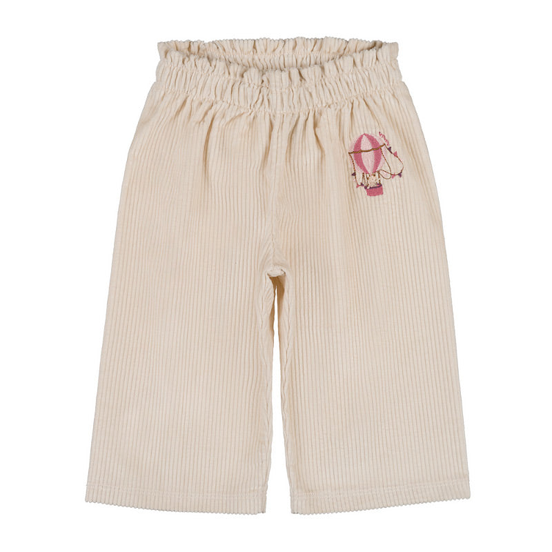 Pantaloni crem copii din bumbac organic cu ursulet in balon