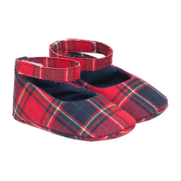 Pantofi rosii din tartan pentru bebe