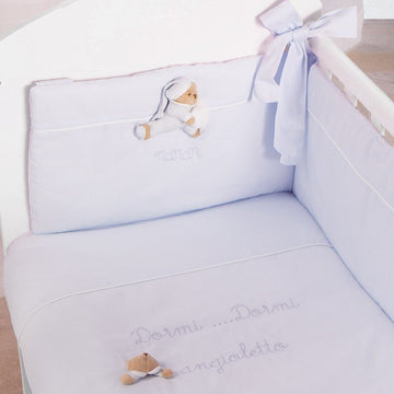 Set lenjerie Puccio pentru pat co-sleeping 4 piese, bleu, 100% bumbac