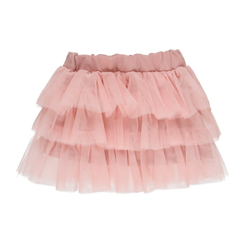 Fusta roz cu volane din tulle