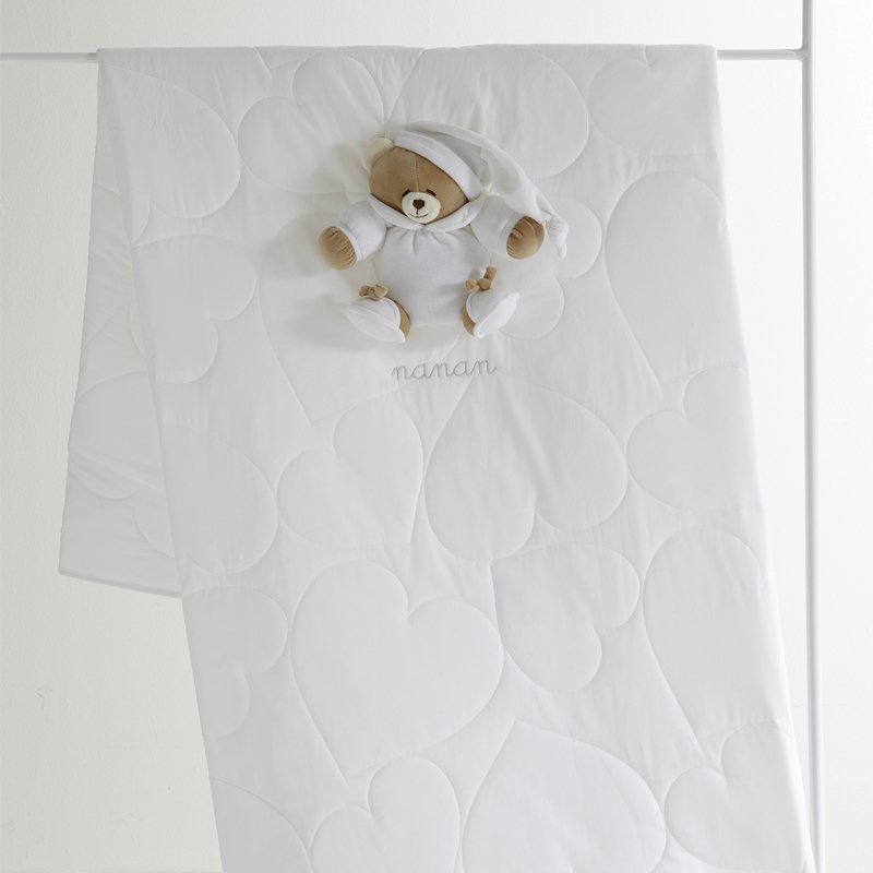 Patura de iarna Tato pentru bebelusi, 100x150 cm, bumbac moale, ursulet decorativ
