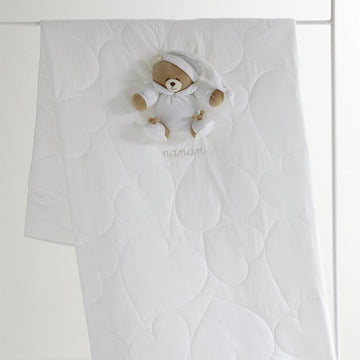 Patura de iarna Tato pentru bebelusi, 100x150 cm, bumbac moale, ursulet decorativ