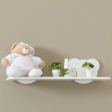 Etajera alba pentru camera bebelusului cu ursuleti decorativi