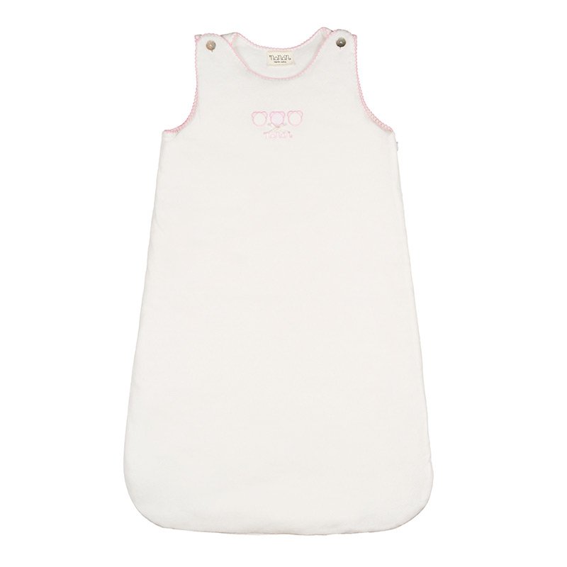 Sac de dormit bebelusi, 100% bumbac organic, broderie delicata roz