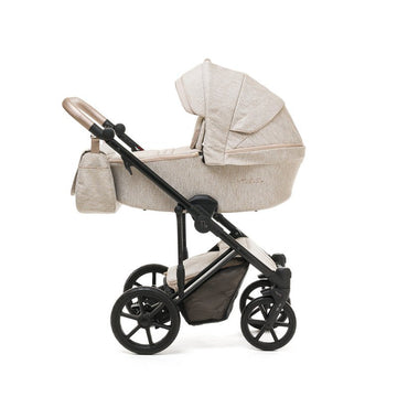 Carucior 3 in 1 Trio Nanan 1.0, crem cu detalii aurii, landou, scoica si parte sport
